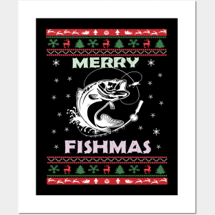 Merry Fishmas Funny Christmas Sweater Posters and Art